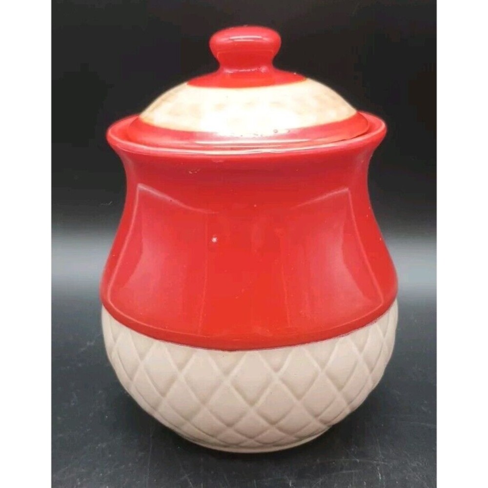 Vtg Canister Burnt Orange Quilted Taupe Tan Kitchen Bathroom